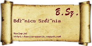 Bénics Szénia névjegykártya